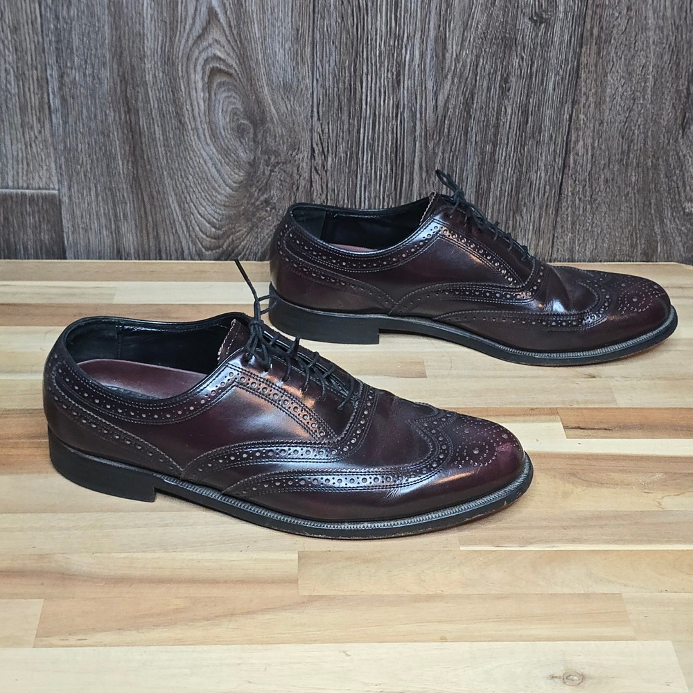 Florsheim Wingtip Oxford Shoes 9 D Burgundy Mens Leather Dress Shoes